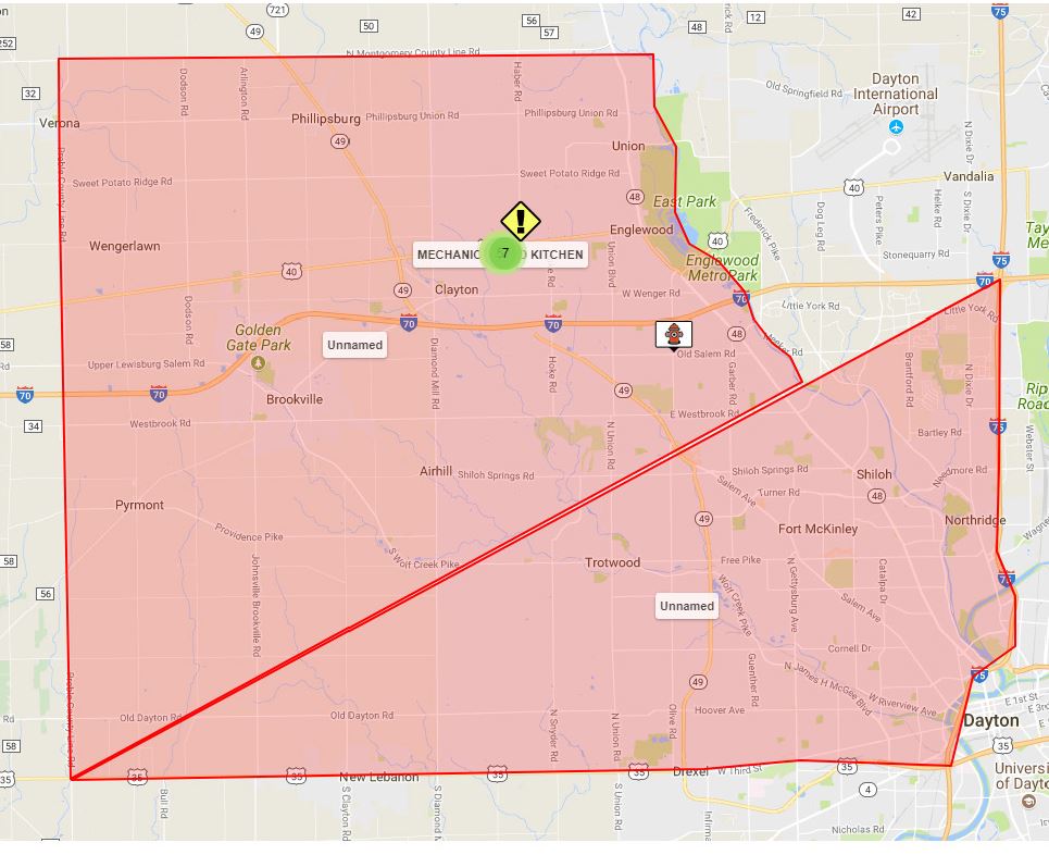 tornado siren activtion area